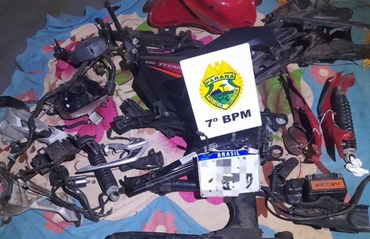Cruzeiro do Oeste: motocicleta furtada é localizada desmontada dentro de bueiro