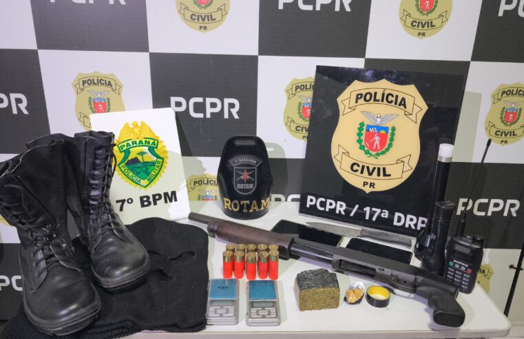 Homem foragido da Justiça é preso com arma, drogas e outros materiais em Cruzeiro do Oeste