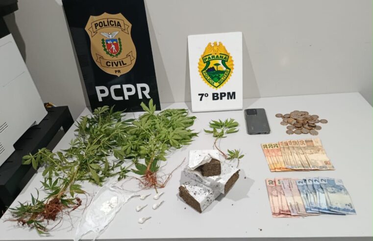 Homem é preso com drogas e dinheiro durante cumprimento de mandado em Cidade Gaúcha