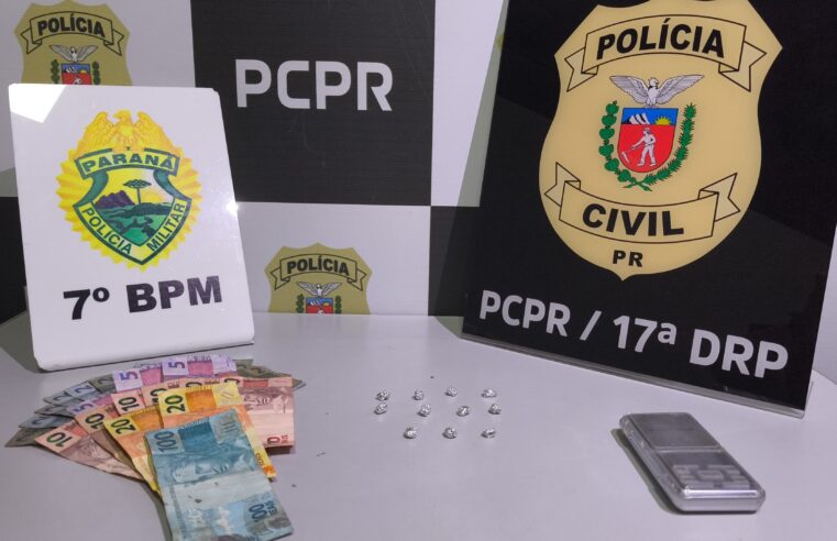 Polícia prende homem com crack e materiais usados no tráfico em Tuneiras do Oeste