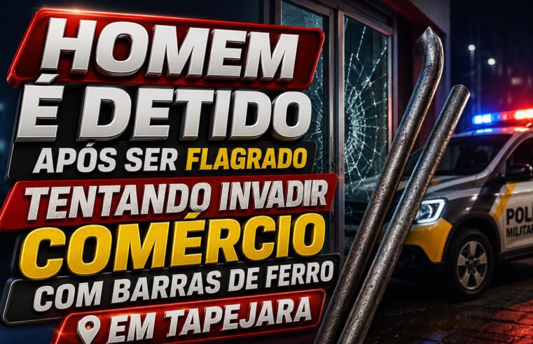 Homem é detido após ser flagrado tentando invadir comércio com barras de ferro em Tapejara