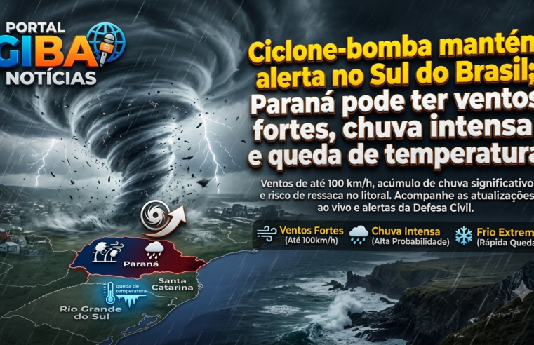 Ciclone-bomba mantém alerta no Sul do Brasil; Paraná pode ter ventos fortes, chuva intensa e queda de temperatura