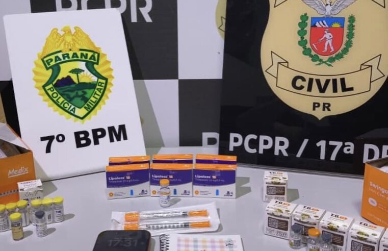 Ação integrada entre Polícia Civil e Militar apreende medicamentos emagrecedores e homem é levado para a delegacia