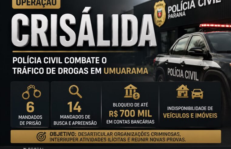 Polícia Civil deflagra Operação Crisálida contra o tráfico de drogas em Umuarama