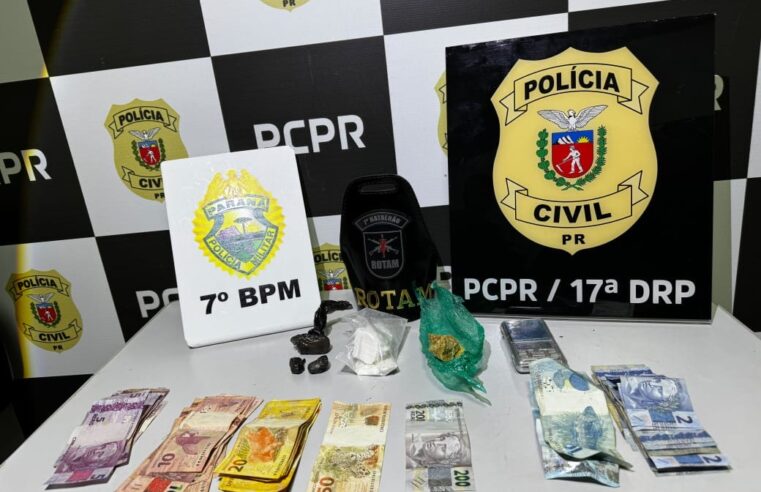 Operação conjunta prende casal suspeito de tráfico de drogas em Tuneiras do Oeste