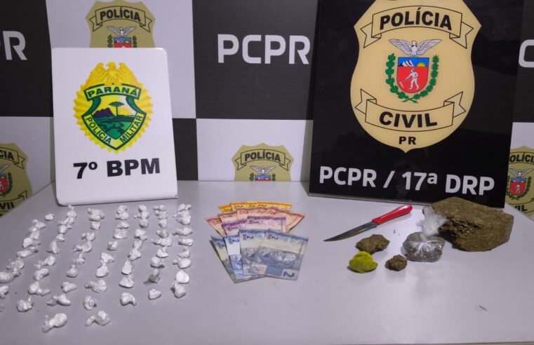 PM prende casal e apreende drogas durante cumprimento de mandado de prisão em Tapejara