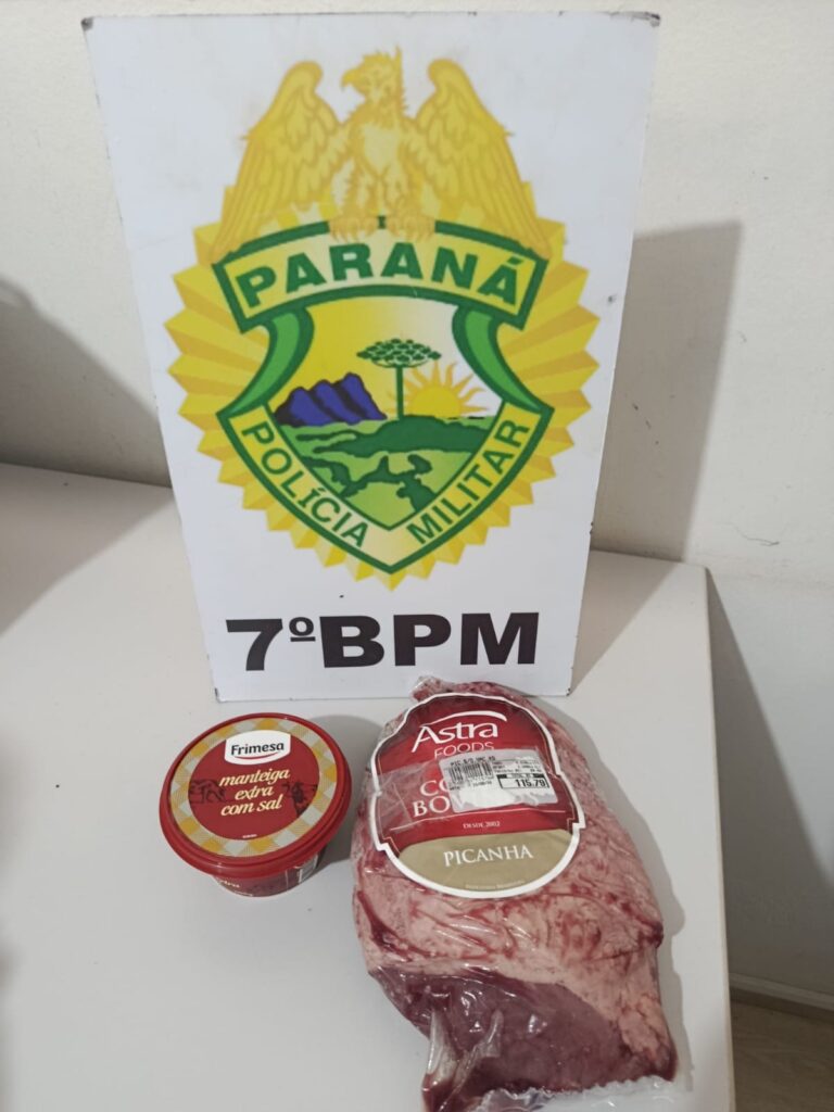 Furto inusitado: homem é detido após levar picanha, manteiga e kit de relógios em Goioerê Furto inusitado: homem é detido após levar picanha, manteiga e kit de relógios em Goioerê