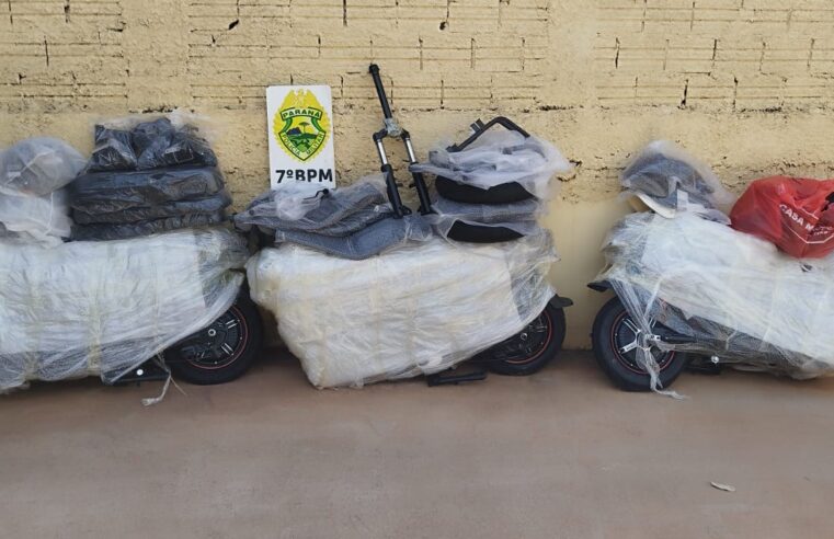 Polícia Militar apreende motocicletas elétricas sem documentação em ocorrência de descaminho em Rondon
