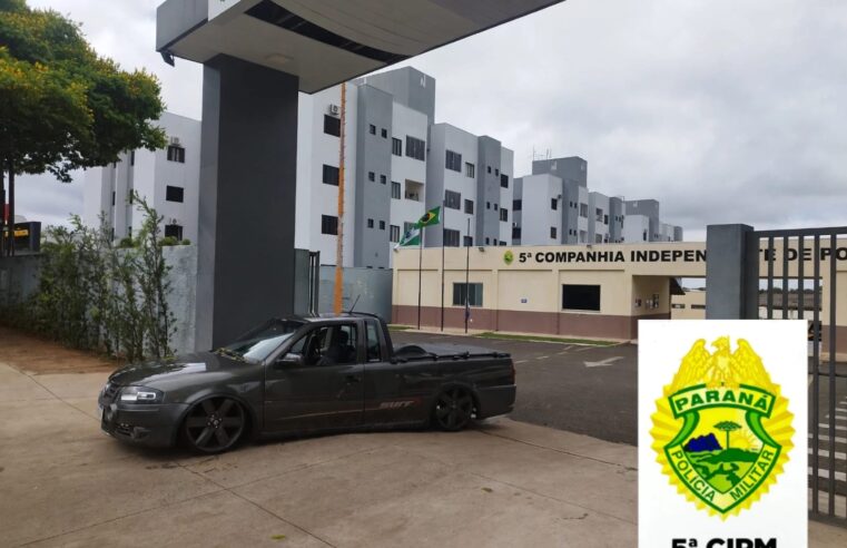 Saveiro é apreendida novamente após tentativa irregular de saída do pátio da Polícia Militar em Cianorte