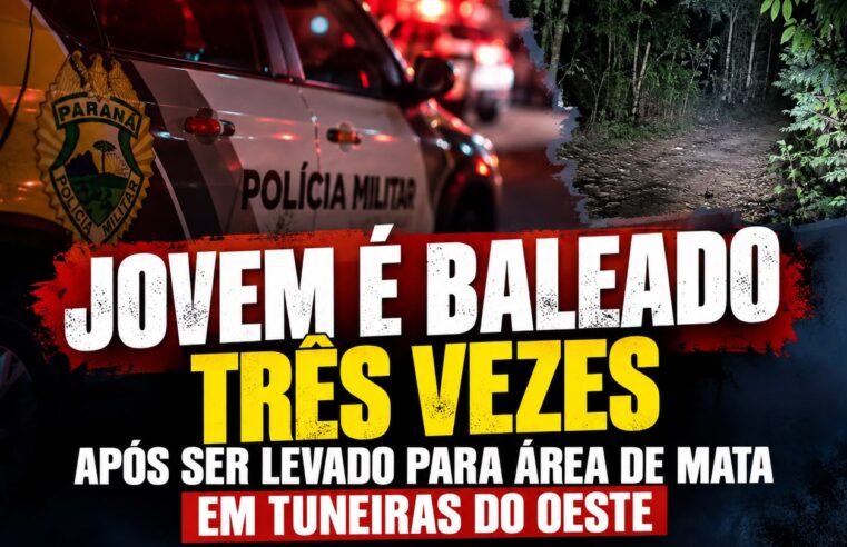 Jovem é baleado três vezes após ser levado para área de mata em Tuneiras do Oeste