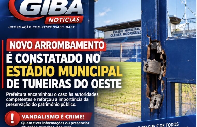 Novo arrombamento é constatado no Estádio Municipal de Tuneiras do Oeste
